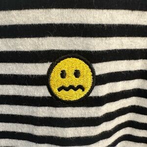 Empyre Striped Tee with Yellow Emoji Patch